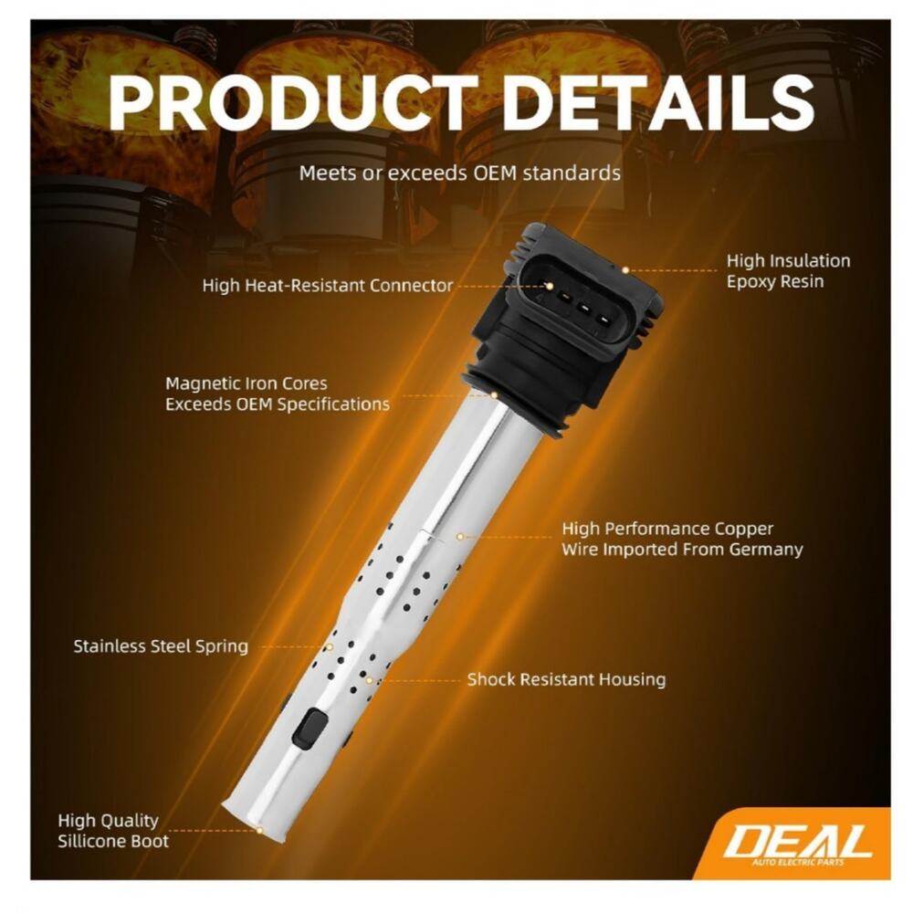 Marsram Ignition Coil Pack UF529 for 2005-2016 Audi A3 A4 A5 R8 A6 A7 Q7 S4 TT 2 - Picture 2 of 5